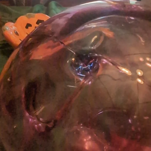 Hand blown Glass Witch's Ball Purple - Picture 4 of 5